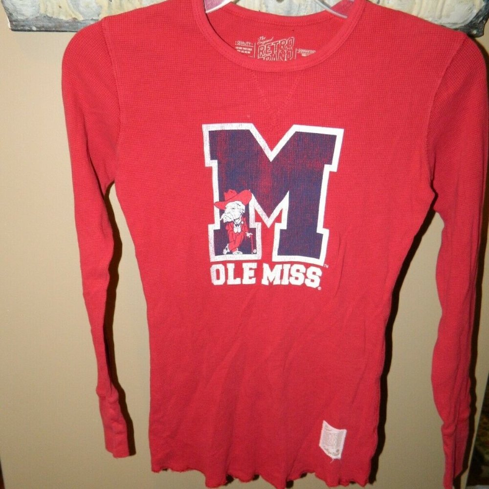 The Original Retro Brand College Vault Ole Miss Rebels Thermal Shirt Sz S (DD35)